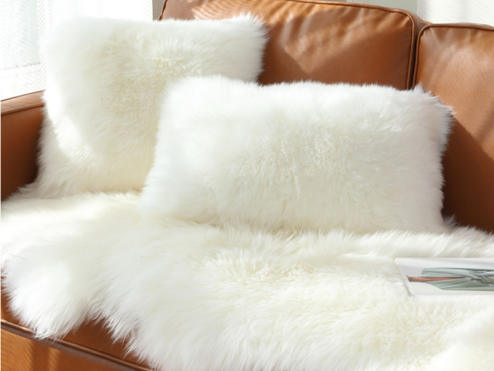 Amazon.co.jp: MIMIER クッションカバー 天然ムートン 40*40cm 毛足約